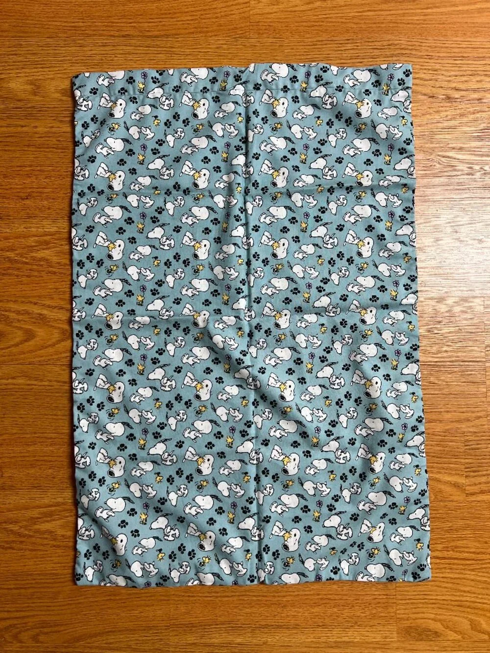 Snoopy Woodstock Peanuts Blue Fabric Remnant pillow case handmade twin bed